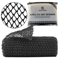 African Net Sponge Authentic, Exfoliating Bath Net Cloth, Real Knotted African Wash Net, Black Owned Sapo Afro Body Scrubber, Shower Essential Body Exfoliator, Large Deluxe Version (Grey Large)