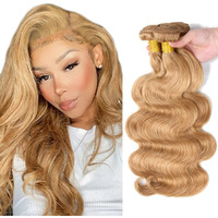 #27 Body Wave Bundle Honey Blonde Human Hair 3 Bundles Brazilian Unprocessed Virgin Hair Extensions Double Weft Bundle For Women 10 12 14 Inch