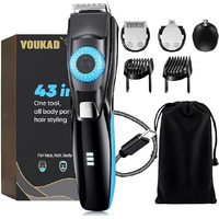 Voukad Beard Mustache Trimmer With 3 Attachments, 40 Adjustable Precisions, Waterproof, 240 Min Runtime - Personal Body Hair Trimmer For Men & Women Gift Choice (Light Blue)