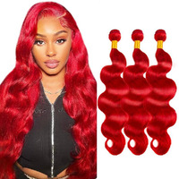 Wine Red Bundles Human Hair Body Wave 3 Bundles 16 18 20 Inch Unprocessed Brazilian Virgin Remy Bright Red Bundle Hair Weave Burgundy Body Wave Bundle Human Hair Extensions