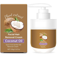 Facial Depilatory Cream, Coconut Facial Hair Removal Cream For Women For Upper Lip And Chin For Women For Sensitive Skin, Gentle And Non-Irritating 3.52 Fl.Oz