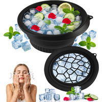 Large Bowl For Face Ice Bath, Foldable Facial Ice Bath With Built-In Icetray, Silicone Facial Ice Bath Bowl, Facial Cold Plunge Ice Face Bowl (Black)