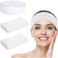 Saranna 120 Pieces Disposable Spa Headbands For Women Facial Hairband Non-Woven Makeup Headband For Hair Head Wrap Washing Face Skincare Travel Esthetic Headbands White