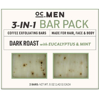 Olivia Care Coffee Exfoliating Bar Soap 3-In-1 Pack Multi Use For Hair, Face & Body 100% Natural & Organic - Infused With Eucalyptus & Mint Essential Oils- Deep Clean, Hydrating - 2 X 5 Oz