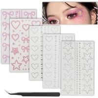 Self Adhesive Face Gems Pearls For Makeup,3D Heart Star Moon Shape Jewels Face Rhinestone Sticker For Face, Eye, Makeup, Nail, Body, Craft