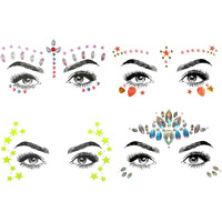Shineyes Women Mermaid Face Gems Glitter,Rhinestone Rave Face Jewels Festival,Crystals Face Stickers, Eyes Face Body Temporary Tattoos (4 Pcs No.05)