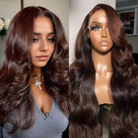 Studyy Brown Wig Human Hair 13X6 Chocolate Brown Lace Front Wig Pre Plucked Body Wave Lace Front Wigs Human Hair 4# Colored Frontal Wigs Brown Wigs For Women 18 Inch