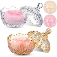 Tioncy 4 Pcs Large Body Powder Puff And Container Extra Large Body Powder Puff Dish Soft Washable Reusable Fluffy Makeup Sponge Wet Dry(Diamond,Amber And Clear)