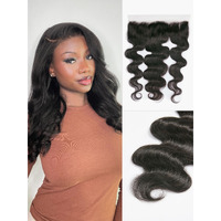 Luvme 13X4 Invisible Hd Transparent Lace Frontal 12A Brazilian Body Wave Human Hair Frontal With Small Single Knots Free Part 14 Inch Lace Closure