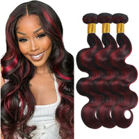 20 22 24 Inch Ombre Burgundy Bundles P1B99J Body Wave 3 Bundles Two Tone Black Mixed With Wine Red Bundle 8A Brazilian Virgin Hair Extensions 99J Color