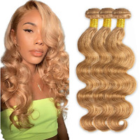 #27 Blonde Bundles Human Hair Body Wave Bundles 20 22 24 Inch 3 Bundle Unprocessed Brazilian Virgin Hair Honey Blonde Body Wave Human Hair Extensions 50 Gram Per Bundle