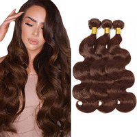 #4 Brown Bundles Human Hair Body Wave Bundles 20 22 24 Inch Chocolate Unprocessed Brazilian Virgin Hair 3 Bundle 50 Gram Per Bundle Deals Quick Weave Hair Extensions