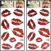Tattoos 2 Sheets Red Lips Temporary Tattoos For Adult Men Women Kids Waterproof Temporary Tattoo Fake Tattoos Body Art Sticker For Kid Teens Men Women