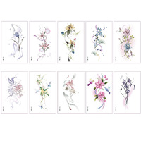 10 Sheets Flowers Temporary Tattoos Colorful Flower Lavender Rose Lily Tulip Blossoms Temporary Tattoos Floral Art Waterproof Floral Tattoos Stickers For Women Girls Body Arm Diy Decor