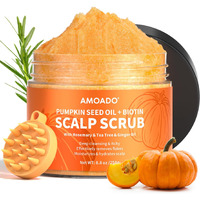 Amoado Scalp Scrub, Pumpkin Seed Oil Scalp Exfoliator With Biotin & Rosemary, Sulfate Free Scalp Detox For Itchy Scalp & Dandruff & Buildup Removal & Hair Growth, Hair Scrub With Scrubber