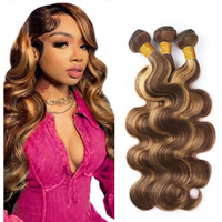 24 26 28 Inch Honey Blonde Bundles Human Hair Ombre Two Tone Brown And Blonde Bundles Human Hair Unprocessed Brazilian Virgin Remy Hair 3 Bundles P4/27 Body Wave Bundles Human Hair Extensions