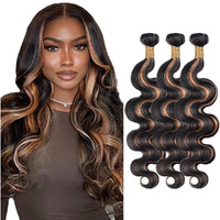 P1B30 Bundles Highlight Body Wave Human Hair Bundle 1B30 Body Wave Bundle Two Tone Black Mixed With Light Brown 3 Bundles 26 26 26 Inch Color 30 Hair Weave