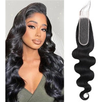 2X6 Lace Closure Body Wave Hd Lace Closure Pre Plucked 100% Brazilian Virgin Human Hair Extensions For Black Women With Baby Hair Free Part Natural Color 8 Inch