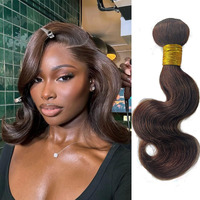 Dsekcain 4# Body Wave Bundles Human Hair Only One 12 Inch Single Bundle Chocolate Brown Color Body Wave 100% Real Human Hair And True To Length