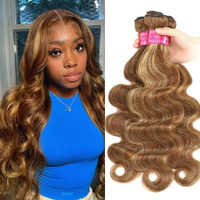 P4/27 Human Hair Highlight Honey Blonde Body Wave Bundles 100% Unprocessed Brazilian Virgin Hair Ombre Brown Highlight Body Wave 3 Bundles For Black Women