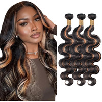 Highlight Bundles P1B30 Body Wave Human Hair Bundle Two Tone Black Mixed With Color 30 Brown 3 Bundles 16 18 20 Inch 1B30 Ombre Body Wave Bundle Hair Weave
