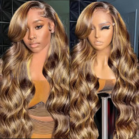 Agairl Highlight Wig Human Hair 210% Density 13X6 Ombre Body Wave Lace Front Wigs Human Hair Pre Plucked Honey Blonde Wig Hd Lace Frontal Wig Glueless Wigs 26 Inch