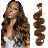 P4/30 Highlight Body Wave Bundle Brown Human Hair Bundle Brazilian 100% Unprocessed Virgin Extensions Double Weft Piano Color 14 Inch