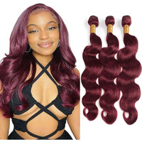 Niciitysi Burgundy Human Hair Color 99J Body Wave Bundles Double Weft Brazilian Hair Extensions Color Wine Red Body Wave Bundles For Women 22 24 26 Inch