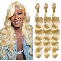 613 Human Hair Bundles Blonde Body Wave Bundles 18 20 22 Inch Brazilian Virgin Remy Hair Extensions Double Weft Blonde Bundle Human Hair Weave