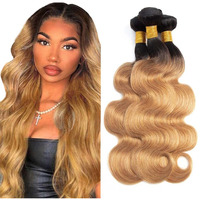 Ombre Honey Blonde Bundles Human Hair 1B27 Honey Blonde Body Wave Bundles 14 16 18 Inch Grade 8A Soft Brazilian Virgin Wet And Wavy Bundles 100G/Pcs