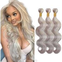 Grey Bundles Human Hair 613 Body Wave Bundle Silver Human Hair 3 Bundles 12 12 12 Inch Brazilian Virgin Hair Extensions