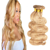 P27/613 Human Hair Bundles Blonde Body Wave Human Hair Bundles 12 14 16 Inch Brazilian Virgin Remy Hair Extensions Double Weft Honey Blonde Body Wave Bundles