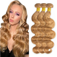 #27 Blonde Bundles Human Hair Body Wave Bundles 14 16 18 Inch 3 Bundle Unprocessed Brazilian Virgin Hair Honey Blonde Body Wave Human Hair Extensions 50 Gram Per Bundle