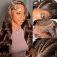 13X6 Hd Body Wave Lace Front Wigs Human Hair Chocolate Brown Lace Front Wig Colored 200 Density Hd Lace Frontal Wigs 13X6 Glueless Wig Pre Plucked With Baby Hair Natural Hairline 24 Inch