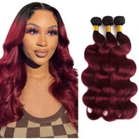 20 22 24 Inch Red Bundle Burgundy Body Wave Human Hair Bundles Peruvian Unprocessed Virgin Ombre Body Wave Bundles Human Hair Ombre Burgundy Bundle