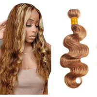 Color 27 Bundles Honey Blonde Body Wave Bundles Human Hair 27/30 Remy Hair Weave Brazilian Unprocessed Virgin Hair 1 Bundle 24 Inch