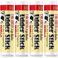 Dr. Hess Original Udder Stick Spf Lip Balm, Soothing Moisturizer Sun Screen Balm For Dry Lips With Jojoba, Beeswax & Shea Butter, Total Lip Care, Hydration & Repair, Vanilla Flavor, 4 Pack