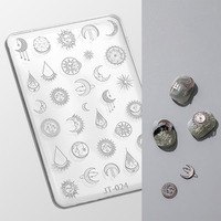 Nail Art Silicone Template, Sun And Moon Nail Decoration Silicone 3D Nail Art Carving Templates For Precise Embossed Pattern, Nail Tools Nail Charms For Acrylic Nail Diy Craft