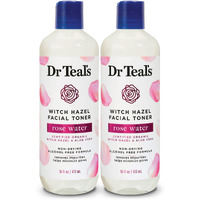 Dr Teals Witch Hazel Facial Toner, Rose Water, 16 Fl Oz (Pack Of 2)