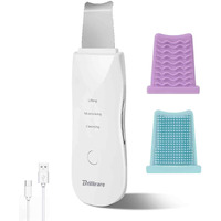 Brillirare Face Scrubber, Skin Spatula, Facial Silicone Pore Cleaner, Rechargeable All Skin Types Waterproof Blackhead Remover Tools For Deep Cleansing, Exfoliating, 3 Modes Wireless, White