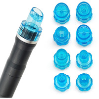 Elitzia Plastic Hydro Dermabrasion Microderma Heads Hydro Facial Aqua Peel Tips Water Peeling Caps Facial Care Skin Cleaning Tool Beauty Machine Replacement Spare Parts 8Pcs Per Set (Capri Blue)
