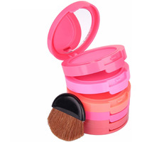 Meao Multi-Layer 5 Colors Blusher Compact Powder Makeup - Facial Base Foundation Pressed Powder Cheek Cosmetics With Brush - Pro Face Sheer Matte Mineral Blush Contouring Kit Base Pallet Palette