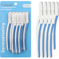 Thurlady Face Razors For Women Dermaplaning, Dermaplane Razor For Women Face, Eyebrow & Facial Razors, Peach Fuzz Remover, Gentle Exfoliating Microblades, For Sensitive Skin (Pack Of 9, Aegean Frost)