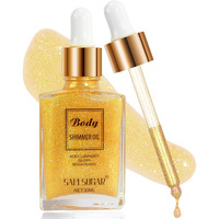 Meicoly Face Body Glitter,Drop Glitter Body Shimmer Oil,Hydrating Glitter Liquid Highlighter Makeup,Natural Sparkly Body Oil,Dewy Face Glow,02 Golden Yellow