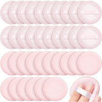 Silifine 40 Pcs Cotton Powder Puffs Bulk Washable, 2.36 Inch Round Makeup Dusting Powder Puff With Ribbon For Face Body Cosmetic, Pink