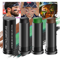 Kaely 3Pcs Face Paint Stick: Eye Black Baseball Football Softball Eye Black Stick For Outdoor Sports, Green Camo Face Body Paint Kit, Easy To Color, Halloween Birthday Party Clown Makeup Sets