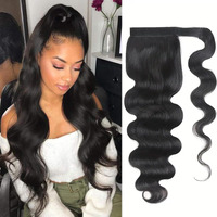Ponytail Extension Human Hair Clip In Pony Tail Hair Extensions For Black Women Curly Wave Thick Natural Looking Hair Pieces Body Wave Human Hair Ponytail(22Inch)