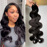 Knotless Pre Separated Crochet Human Hair Extensions Body Wave Brazilian Virgin Human Hair For Boho Braiding Hair Feather Extensions Braids Bundles For Black Women Walnut Hair 22Inch 60G
