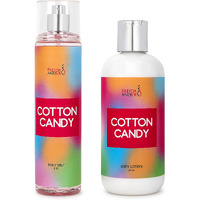 Home Spa Gift 10Oz Deep Moisturizing Fragrance Body Lotion & 8 Oz. Fine Fragrance Body Mist Set Luxury Self-Care Combo For Women And Girls (Cotton Candy)