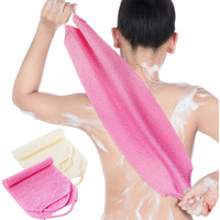 Back Scrubber For Shower Exfoliating Washcloth Back Cloth Body Extended Length Scrubber Towel Nylon Exfoliating Stretchable Pull Strap Wash Cloth For Bath Body Scrub Washcloth 2 Pack (Pink,White)